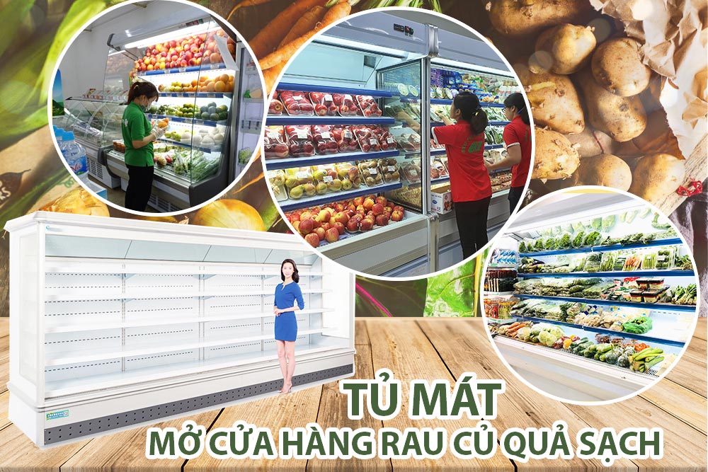 tủ mát trưng bày rau củ quả sạch