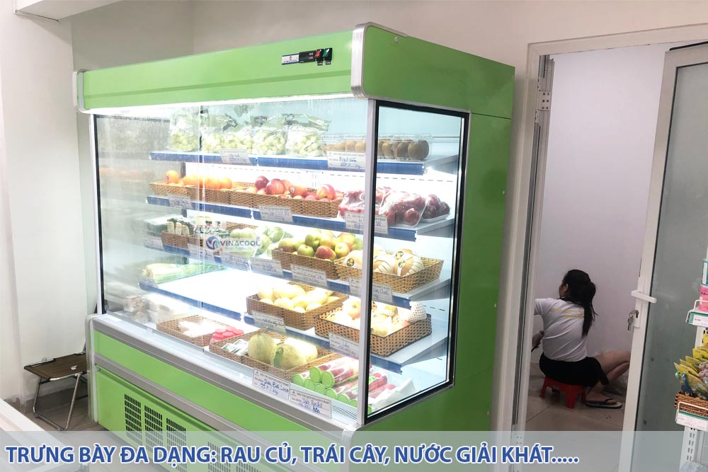 tủ trưng bày rau củ trái cây vuông xanh
