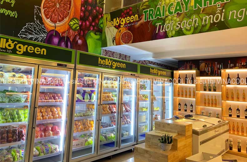 tủ mát trưng bày hoa quả 3 cánh
