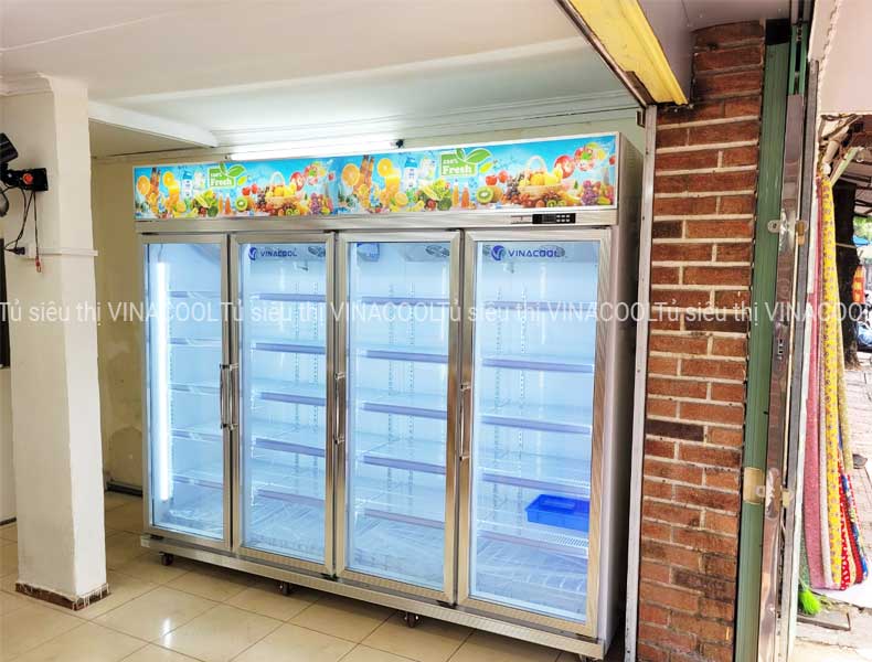tủ bảo quản trái cây 4 cánh kính