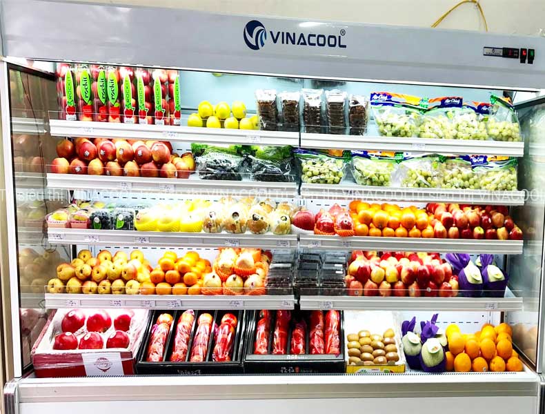 tủ mát không cửa dài 2m5 vuông trắng