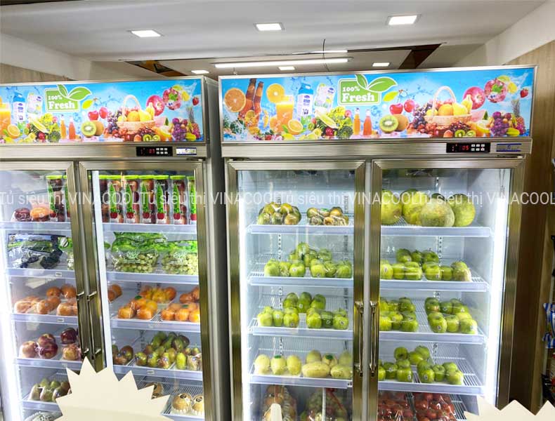 tủ bảo quản trái cây nhập khẩu 2 cánh kính