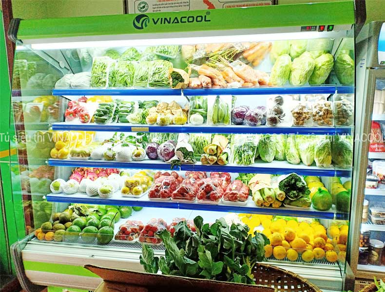 tủ trưng bày rau củ quả không cửa